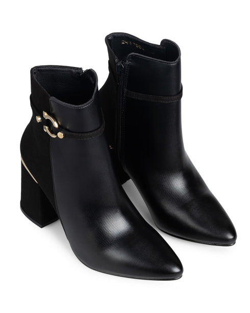 Botín Negro Picudo Broche Oro 7002